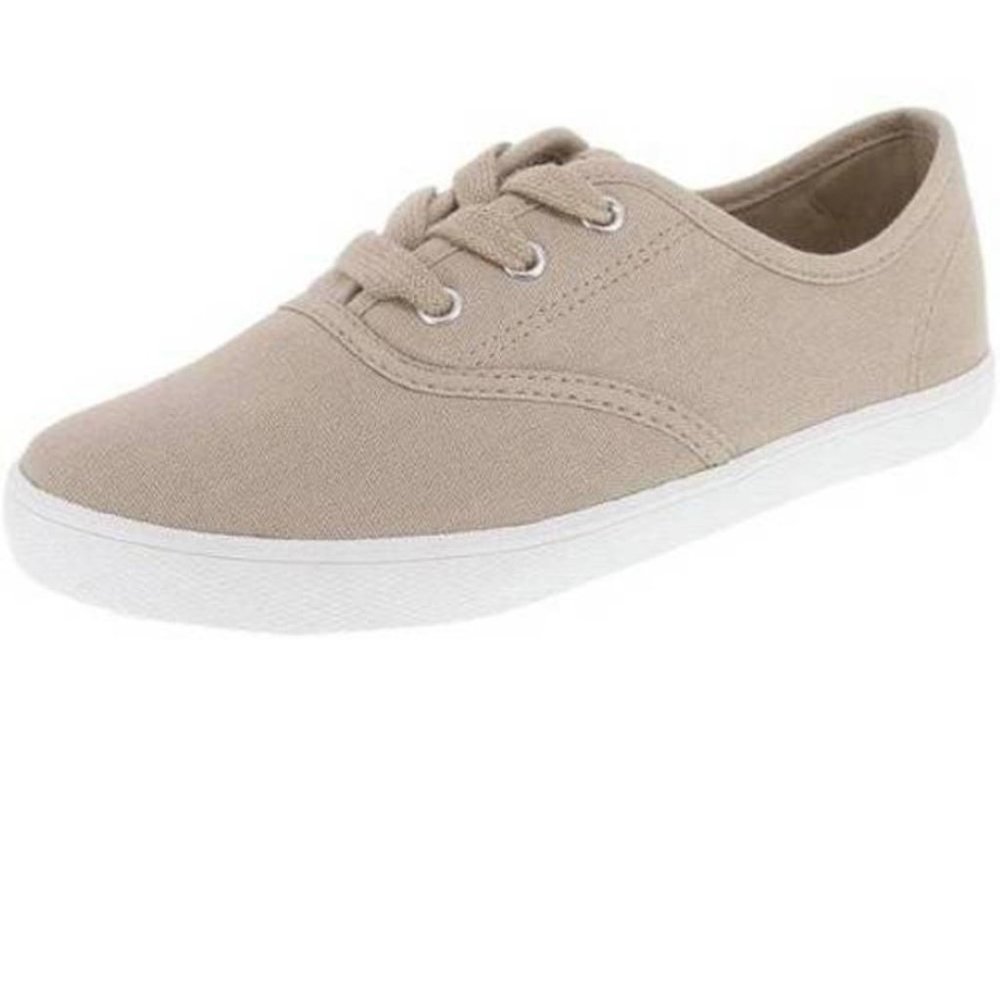 Boys Sneakers Zoe & Zac Kids 1 Nolan Tan Canvas Lace Up Jersey Lined Shoes